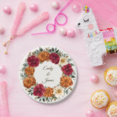 Gepersonaliseerde rustieke Herfst bloemenbruiloft Papieren Bordje (Feest)