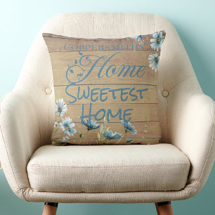 Gepersonaliseerde rustieke 'Home Sweetest Home' Jo Kussen
