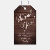 Gepersonaliseerde rustieke hout dank u bruiloft gu cadeaulabel (Voorkant)