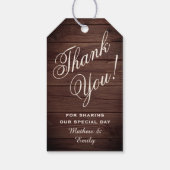 Gepersonaliseerde rustieke hout dank u bruiloft gu cadeaulabel (Achterkant)