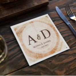 Gepersonaliseerde rustieke houten boom Monogram br Servet