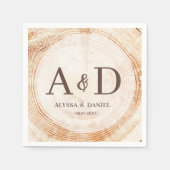 Gepersonaliseerde rustieke houten boom Monogram br Servet (Voorkant)