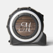 Gepersonaliseerde rustieke houten monogram scriptn rolmaat (Voorkant)