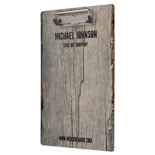 Gepersonaliseerde rustieke houttextuur bedrijf klembord (Links)