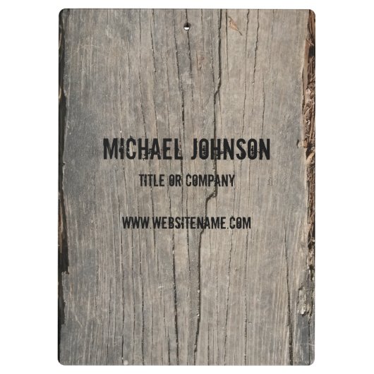 Gepersonaliseerde rustieke houttextuur bedrijf klembord (Achterkant)