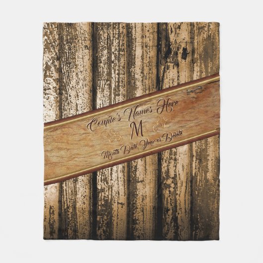 Gepersonaliseerde rustieke Huwelijkscadeaus, bruil Fleece Deken (Voorkant)