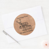 Gepersonaliseerde rustieke jute en hertenillustrat ronde sticker (Envelop)