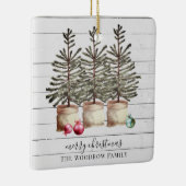 Gepersonaliseerde rustieke kerstbomen hout vakanti keramisch ornament (Rechts)