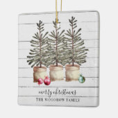Gepersonaliseerde rustieke kerstbomen hout vakanti keramisch ornament (Links)