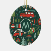 Gepersonaliseerde rustieke kerstcamping keramisch ornament (Rechts)
