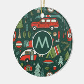 Gepersonaliseerde rustieke kerstcamping keramisch ornament (Links)
