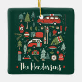Gepersonaliseerde rustieke Kerstmis Camping Lake H Keramisch Ornament (Voorkant)