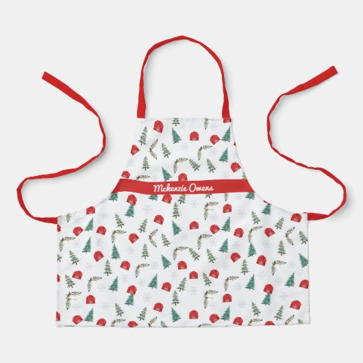 Gepersonaliseerde rustieke kerststal schort (Voorkant)