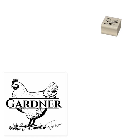 Gepersonaliseerde rustieke kip naam ei rubberstempel (Gestempeld)