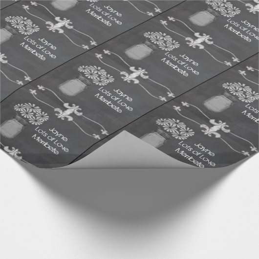 Gepersonaliseerde Rustieke mason jar krijtbord cad Cadeaupapier (Hoek)
