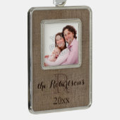 Gepersonaliseerde rustieke Monogram familienaam Fo Verzilverd Omlijst Ornament (Rechts)