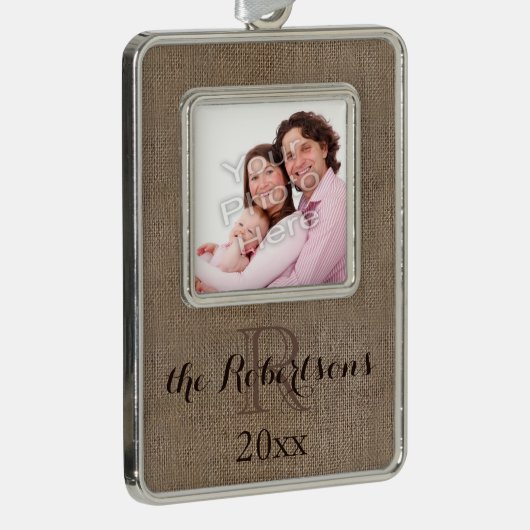 Gepersonaliseerde rustieke Monogram familienaam Fo Verzilverd Omlijst Ornament (Rechts)