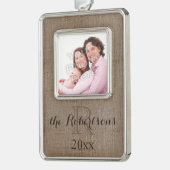 Gepersonaliseerde rustieke Monogram familienaam Fo Verzilverd Omlijst Ornament (Links)