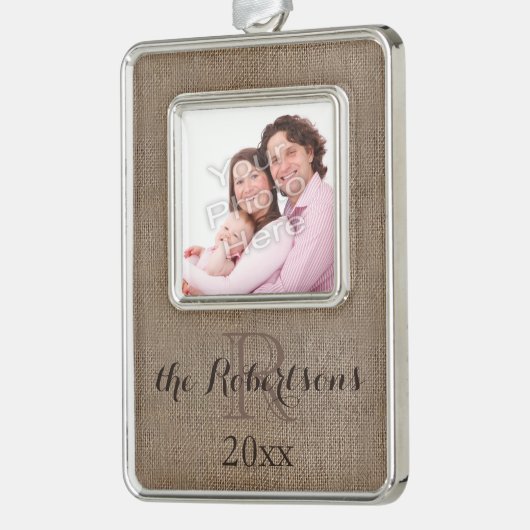 Gepersonaliseerde rustieke Monogram familienaam Fo Verzilverd Omlijst Ornament (Links)