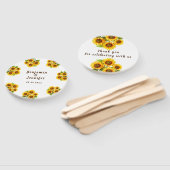 Gepersonaliseerde rustieke morden zonnebloem bruil handwaaier (Niet-gemonteerd)