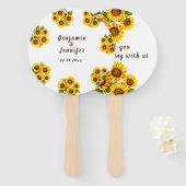 Gepersonaliseerde rustieke morden zonnebloem bruil handwaaier (Voorkant en achterkant)