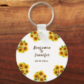 Gepersonaliseerde rustieke morden zonnebloem bruil sleutelhanger (Voorkant)