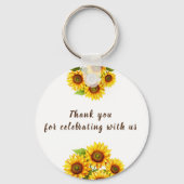 Gepersonaliseerde rustieke morden zonnebloem bruil sleutelhanger (Achterkant)