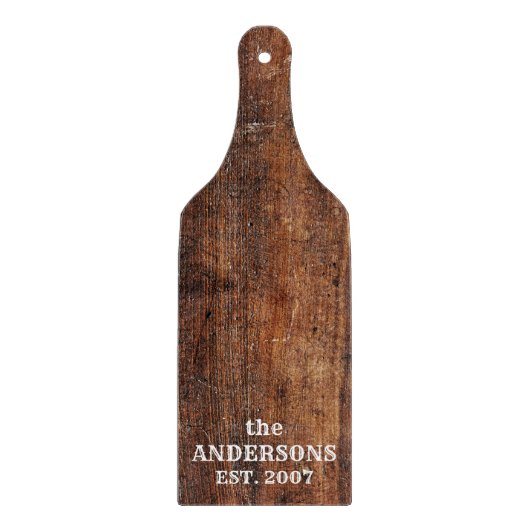 Gepersonaliseerde rustieke oude krassen hout snijplank (Voorkant)