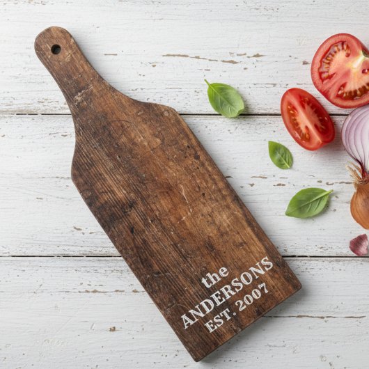 Gepersonaliseerde rustieke oude krassen hout snijplank