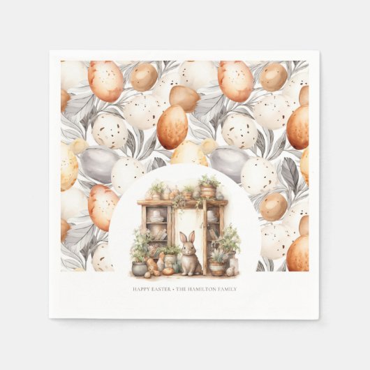Gepersonaliseerde  rustieke Pasen Servet (Voorkant)