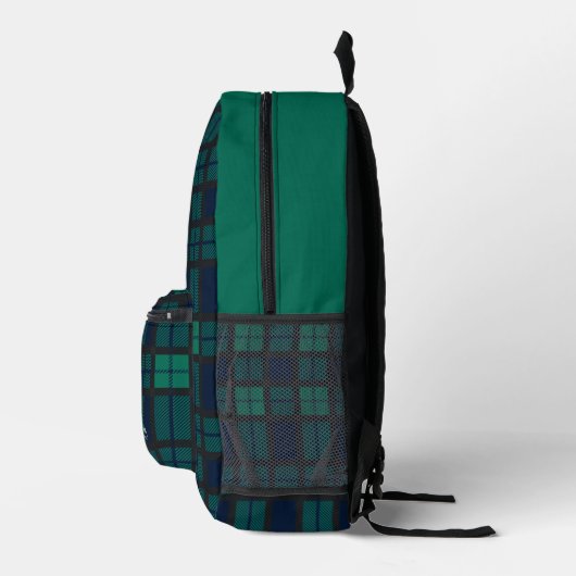 Gepersonaliseerde rustieke Plaid Blauw Groene Tart Bedrukte Rugzak (Rechts)
