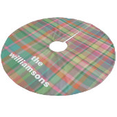 Gepersonaliseerde rustieke plaid familienaam Kerst Fleece Kerstboom Rok (Gekanteld)