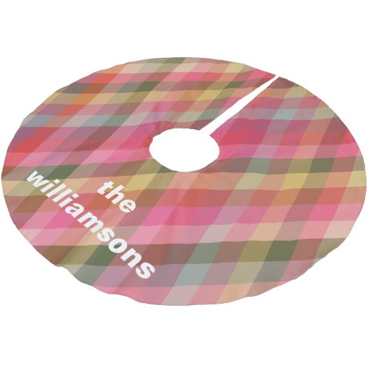 Gepersonaliseerde rustieke plaid familienaam Kerst Kerstboom Rok (Gekanteld)