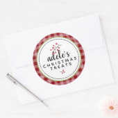 Gepersonaliseerde Rustieke Plaid Kerst Lekkernijen Ronde Sticker (Envelop)