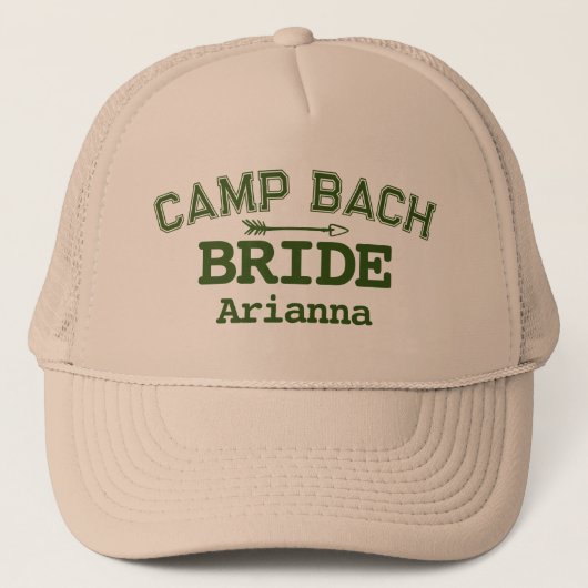 Gepersonaliseerde rustieke Retro Camp Bach Groen Trucker Pet (Voorkant)
