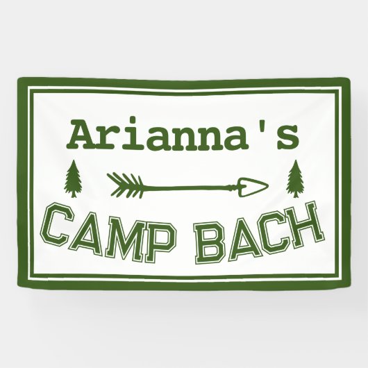 Gepersonaliseerde rustieke Retro Camp Bach Pijl Gr Spandoek (Horizontaal)