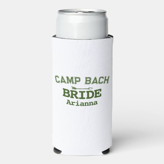 Gepersonaliseerde Rustieke Retro Camp Bach Wit Gro Seltzer Blikjeskoeler (Seltzer Voorkant)