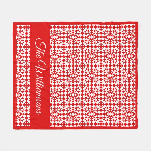 Gepersonaliseerde Rustieke Rode Kerst Geometrische Fleece Deken (Voorkant (Horizontaal))