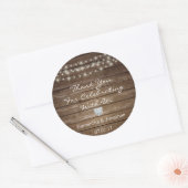 Gepersonaliseerde rustieke string verlichting hout ronde sticker (Envelop)