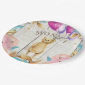 Gepersonaliseerde rustieke teddybeer papieren bordje (Gekanteld)