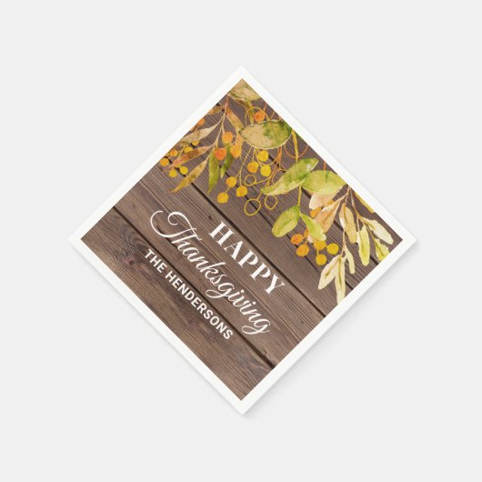 Gepersonaliseerde rustieke Thanksgiving Servet (Hoek)