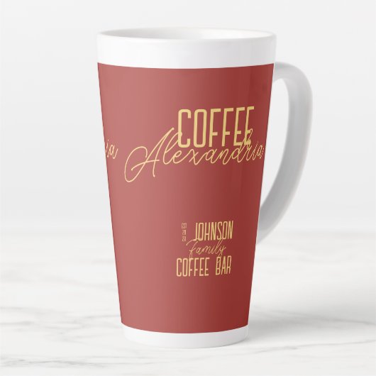 Gepersonaliseerde rustieke typografie latte mok (Rechterhoek)
