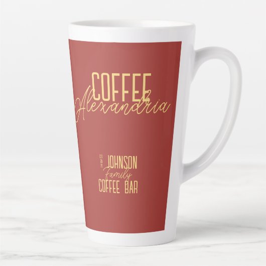 Gepersonaliseerde rustieke typografie latte mok (Rechts)