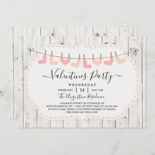 Gepersonaliseerde rustieke Valentijnsdag Uitnodigi Kaart (Voorkant / Achterkant)