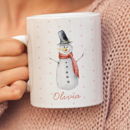 Gepersonaliseerde Rustieke Waterverf Snowman Laat  Mok