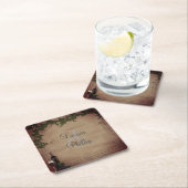 Gepersonaliseerde rustieke wijngaard bruiloft kartonnen onderzetters (Insitu)