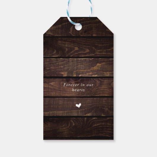 Gepersonaliseerde rustieke wijnstokken, donkerhout cadeaulabel (Achterkant)