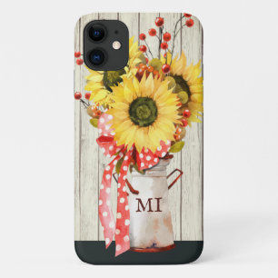 Gepersonaliseerde Rustige Landzonnebloemen op hout Case-Mate iPhone Case