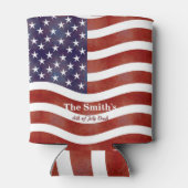 Gepersonaliseerde Rustische Amerikaanse vlag Blikjeskoeler (Achterkant)