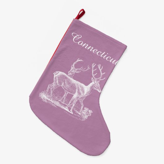 Gepersonaliseerde Rustische Opera Mauve Reindeer K Grote Kerstsok (Voorkant (Hangend))